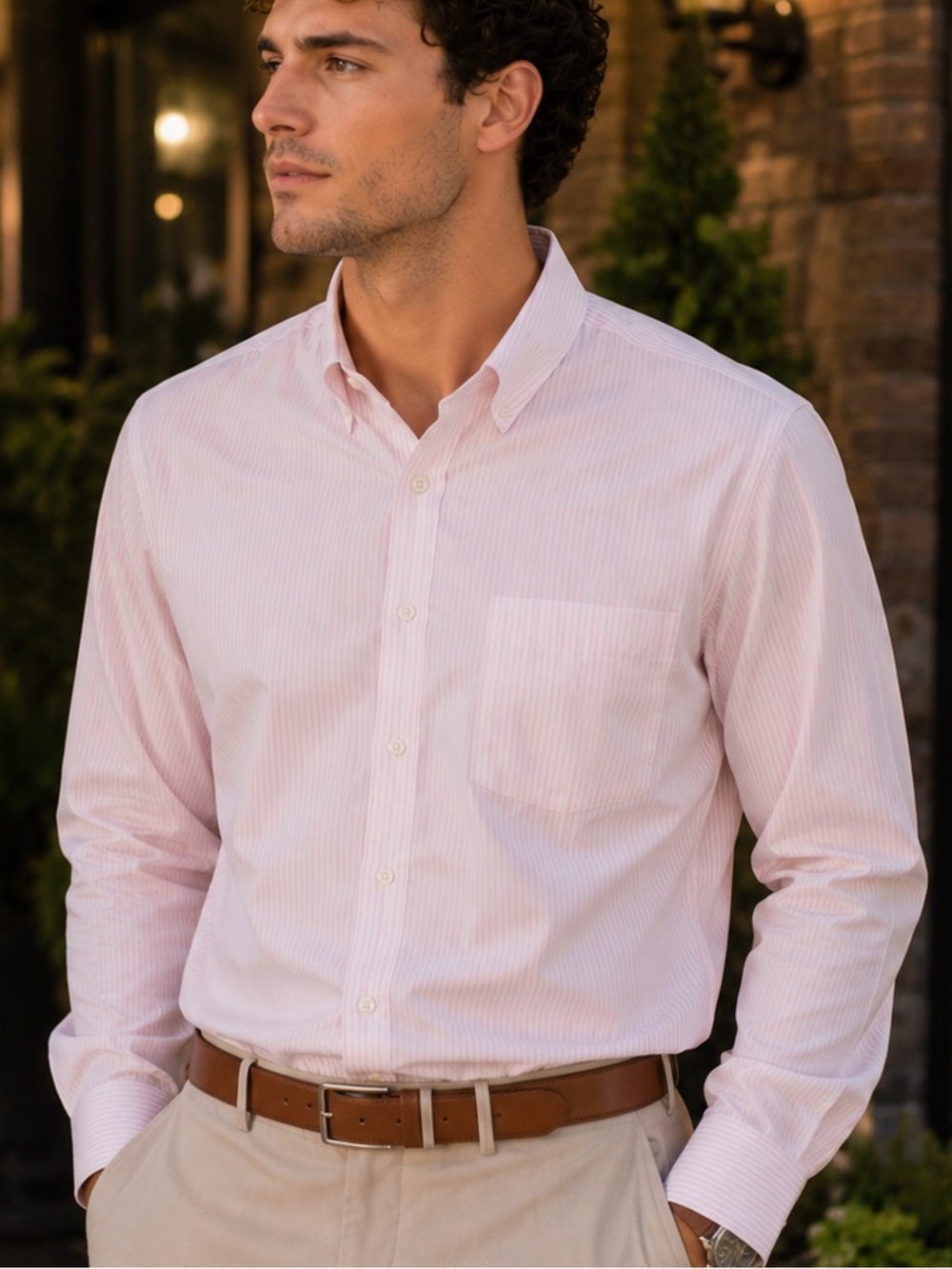Club Room Pink Stripe Button Down Dress Shirt NWT Cotton Stretch Men’s Large
